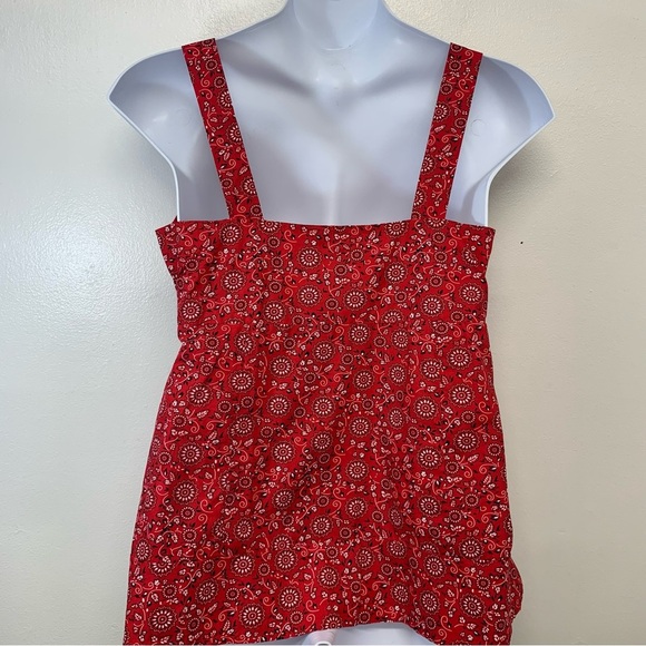 Nick Sarah Y2K Babydoll Red Print Tank Top 1X Western Boho Beach Retro Vacation - Picture 5 of 9